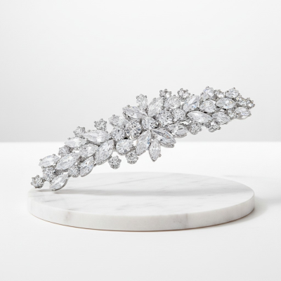 CUBIC ZIRCONIA COLLECTION - GLAM STARLET HAIR CLIP - SILVER CLIP777 SILVER