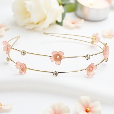 ATHENA COLLECTION - FLORAL BRIDESMAID  HEADBAND - AHB223 PINK 