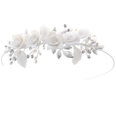 ATHENA COLLECTION - EXQUISITE ROSE HEADBAND - AHB197 SILVER 