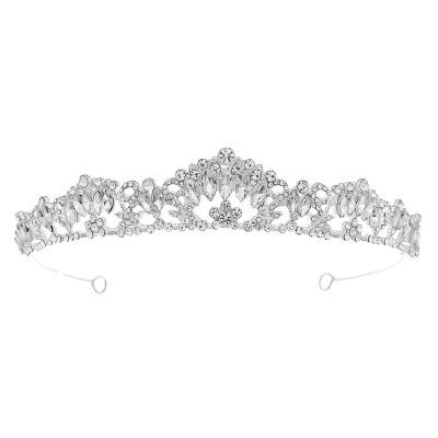 CUBIC ZIRCONIA COLLECTION - DAINTY DIVA TIARA - AHB152 - SILVER 