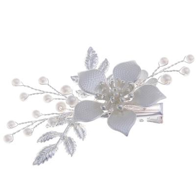 ATHENA COLLECTION - VINTAGE BLOOM HAIR CLIP - HC289 SILVER