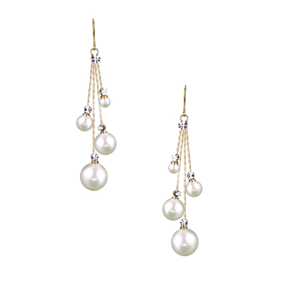 CUBIC ZIRCONIA COLLECTION - PEARL DROPS EARRINGS - CZER531 GOLD