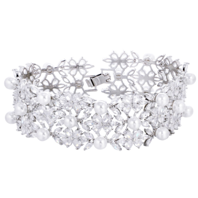 CUBIC ZIRCONIA COLLECTION - LUXURY SIMULATED DIAMOND BRACELET - BR152 SILVER 
