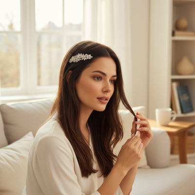 CUBIC ZIRCONIA COLLECTION - GLAM STARLET HAIR CLIP - SILVER CLIP777 SILVER