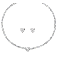 CUBIC ZIRCONIA COLLECTION - ALLURE HEART NECKLACE SET - CZNK245 SILVER