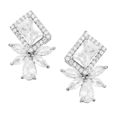 CUBIC ZIRCONIA COLLECTION - STARLET DAZZLE EARRINGS - CZER737 SILVER