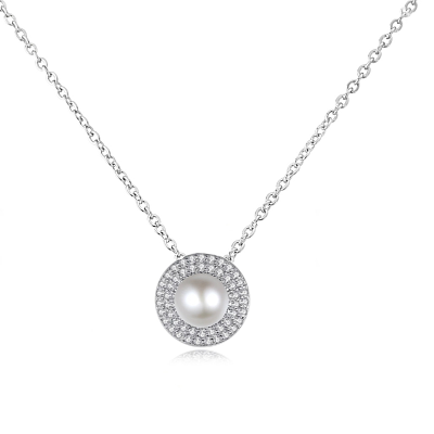 CUBIC ZIRCONIA COLLECTION - PERFECT PEARL NECKLACE - CZNK144