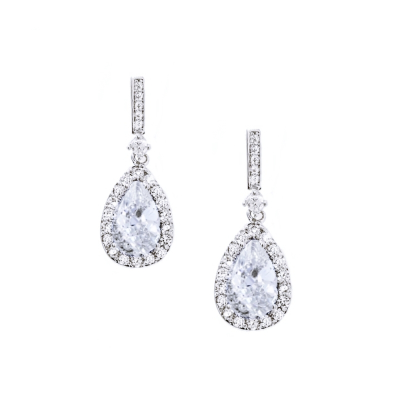 CUBIC ZIRCONIA COLLECTION - CRYSTAL SHIMMER EARRINGS - SILVER CZER760