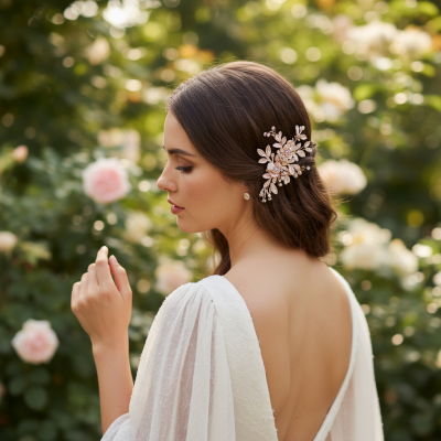 ATHENA COLLECTION - FLORAL ROMANCE HEADPIECE- HC222  GOLD