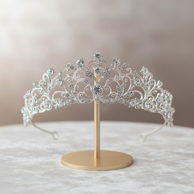 ATHENA COLLECTION - CHIC CRYSTAL TIARA - AHB208 SILVER 