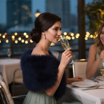 VINTAGE INSPIRED MARABOU FEATHER STOLE - NAVY BLUE (SG1)