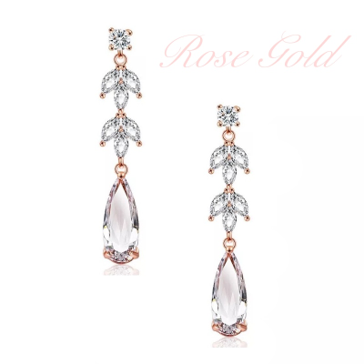 CUBIC ZIRCONIA COLLECTION - GLAM STARLET EARRINGS - CZER564 ROSE GOLD