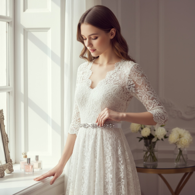 ATHENA COLLECTION - VINTAGE INSPIRED BRIDAL BELT- 17 LIGHT IVORY 