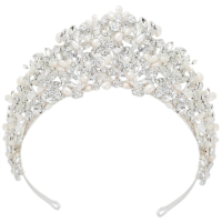 ATHENA COLLECTION - LUXE FRESHWATER PEARL TIARA - AHB162 SILVER 