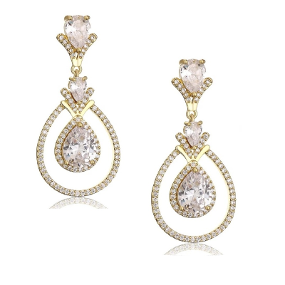 CUBIC ZIRC0NIA COLLECTION - GATBY EXTRAVAGANCE EARRINGS - CZER683 GOLD 