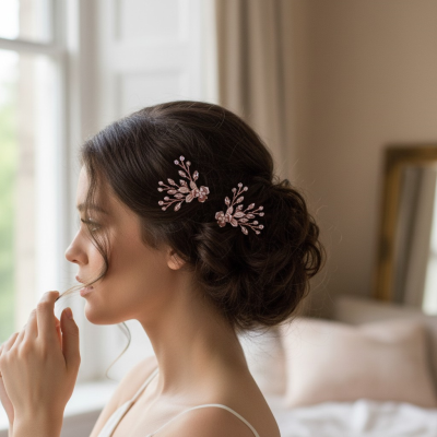 ATHENA COLLECTION - FLORAL ROMANCE HAIR PINS- PIN52 ROSE GOLD (PAIR)