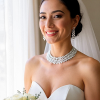 CUBIC ZIRCONIA COLLECTION - SHIMMERING STARLET NECKLACE SET - CZNK278