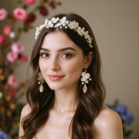 ATHENA COLLECTION - CHIC FLOWER HEADBAND SET - AHB234 SILVER