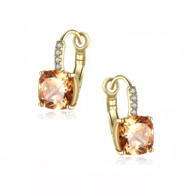 CUBIC ZIRCONIA COLLECTION - CHAMPAGNE CRYSTAL DROP EARRINGS - CZER606