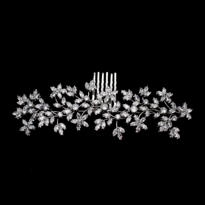 CUBIC ZIRCONIA COLLECTION - CRYSTAL SHIMMER COMB - HC207 SILVER