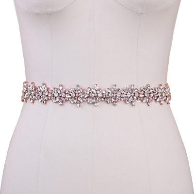 ATHENA COLLECTION - BEJEWELLED BRIDAL BELT - BELT 15 - ROSE PINK