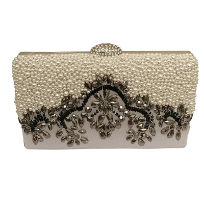 EXQUISITE GATSBY EMBELLISHED CLUTCH BAG - SILVER