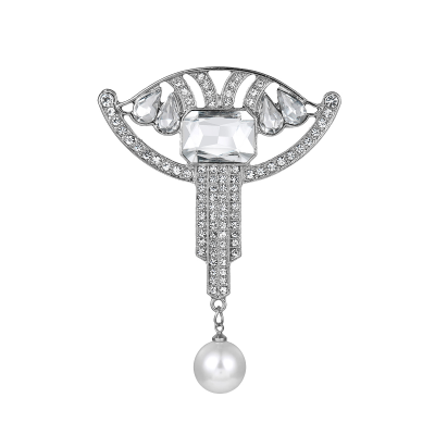 ATHENA COLLECTION - GATSBY STYLE BROOCH - SILVER - BROOCH48