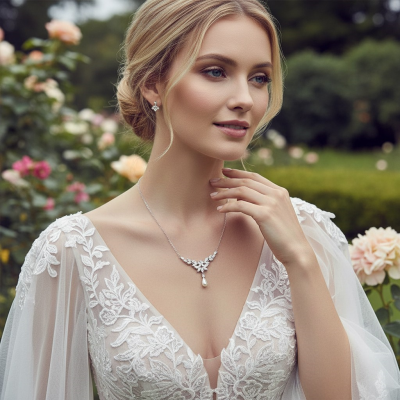 CUBIC ZIRCONIA COLLECTION - OPULENCE NECKLACE CZNK167 SILVER