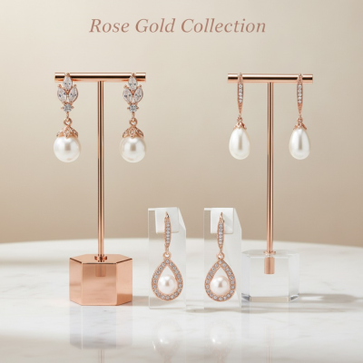 CUBIC ZIRCONIA COLLECTION -GLAM ROSE GOLD EARRING COLLECTION - RG