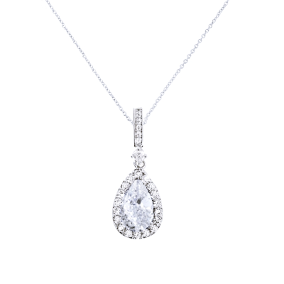 CUBIC ZIRCONIA COLLECTION - CRYSTAL SHIMMER NECKLACE - CZNK216 SILVER