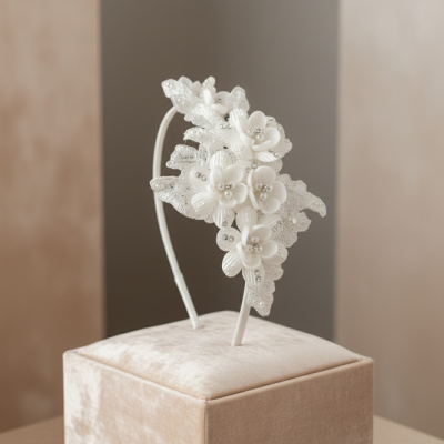 ATHENA COLLECTION - DAINTY FLOWER HEADBAND - AHB210 -SILVER 