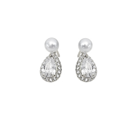 CUBIC ZIRCONIA COLLECTION - DAINTY CRYSTAL DROP EARRINGS -925 SILVER 