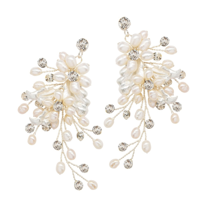 ATHENA COLLECTION - STARLET PEARL EARRINGS -  CZER653 SILVER