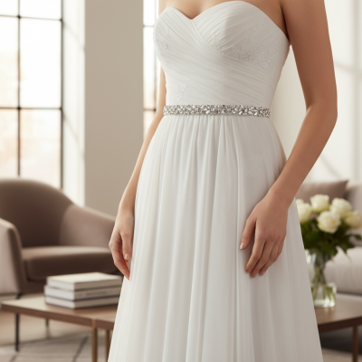 ATHENA COLLECTION - CRYSTAL CLUSTER BELT - IVORY - BELT 30 