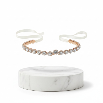 ATHENA COLLECTION - CRYSTAL TREASURE BRIDAL BELT 21 ROSE GOLD