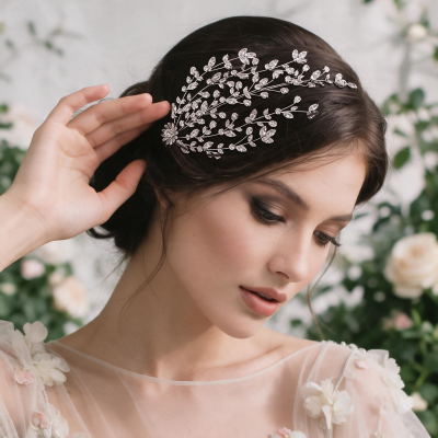 CUBIC ZIRCONIA COLLECTION - GRACEFUL CRYSTAL HEADPIECE - AHB112