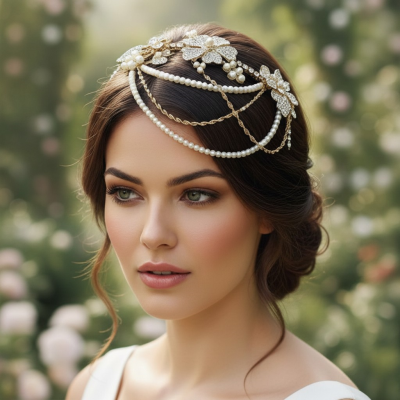 ELITE COLLECTION - Bejewelled Gatsby Statement Piece Brow Band HP176