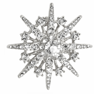 ATHENA COLLECTION - CRYSTAL STAR BROOCH - SILVER  (64) 