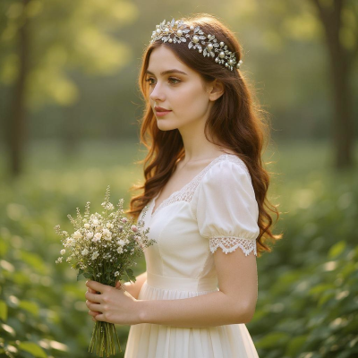 ATHENA COLLECTION - VINTAGE CHIC PEARL HEADBAND - AHB225 SILVER 