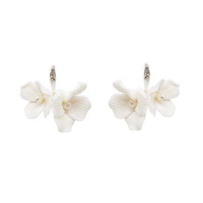 ATHENA COLLECTION - DECADENT FLOWER EARRINGS - CZER652 SILVER