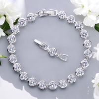 CUBIC ZIRCONIA COLLECTION - CRYSTAL SPARKLE BRACELET - SILVER 