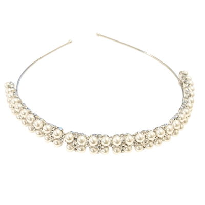 ATHENA COLLECTION - PEARL HEADBAND - SAMPLE 63 SILVER 