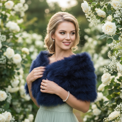 MARABOU FEATHER WRAP - NAVY  BLUE (SG5)