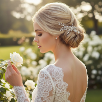 ATHENA COLLECTION - EXQUISITE FRESHWATER PEARL HAIR COMB -HC316 SILVER 