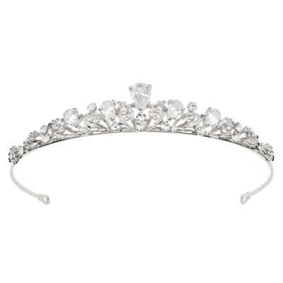 CUBIC ZIRCONIA COLLECTION - CHIC STARLET TIARA - AHB181 SILVER 