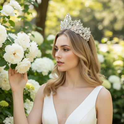 CUBIC ZIRCONIA COLLECTION - CRYSTAL EXTRAVAGANCE TIARA -AHB236