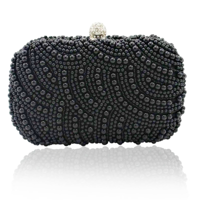 ATHENA COLLECTION - PEARL CLUTCH BAG - BLACK