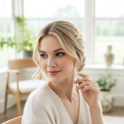 ATHENA COLLECTION - EXQUISITE BOUQUET HAIR PIN SET - (PIN 83) SILVER 