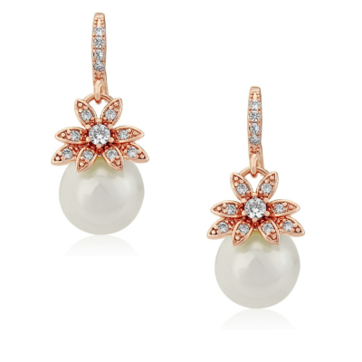 SWAROVSKI AND CZ COLLECTION - VINTAGE CHIC EARRINGS - CZER405 (ROSE GOLD)