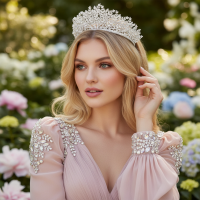 CUBIC ZIRCONIA COLLECTION - LUXE STATEMENT TIARA - AHB251 SILVER